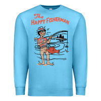 Ocean Blue Vintage The Happy Fisherman 2022 Fishing Mens Kids Premium Sweatshirt - minhPixels