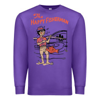 Purple Vintage The Happy Fisherman 2022 Fishing Mens Kids Premium Sweatshirt - minhPixels