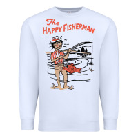 White Vintage The Happy Fisherman 2022 Fishing Mens Kids Premium Sweatshirt - minhPixels