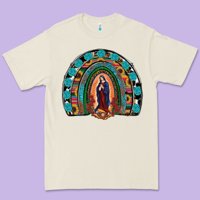 Lady Of Guadalupe Rainbow Premium Tee Designed By Ranaportraitstore