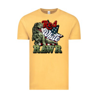 Vintage Mustard Red white rawr 4th of july Vintage Tee - HowdyJamesFarm