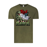 Vintage Olive Red white rawr 4th of july Vintage Tee - HowdyJamesFarm