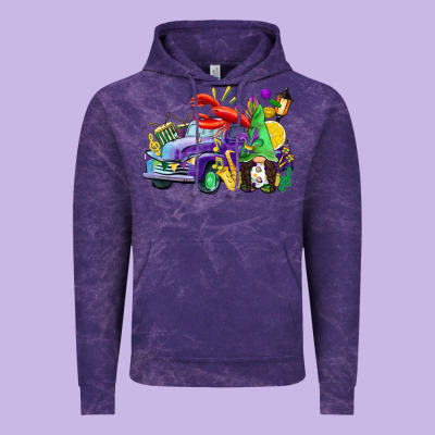 Mardi Gras Gnome On The Truck Vintage Hoodie Designed By Cowgirlartshop