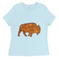 Baby Blue Western Vintage Bison Silhouette Ladies Tee - Bettercallsaul
