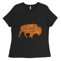 Black Western Vintage Bison Silhouette Ladies Tee - Bettercallsaul