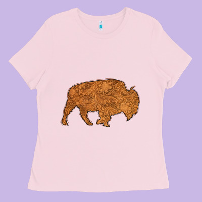 Western Vintage Bison Silhouette Ladies Tee Designed By Bettercallsaul