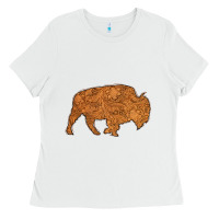White Western Vintage Bison Silhouette Ladies Tee - Bettercallsaul