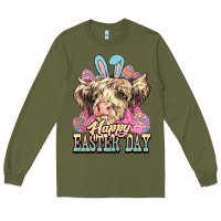 Army Green Happy Easter Day cow Long Sleeve Tee - HowdyJamesFarm