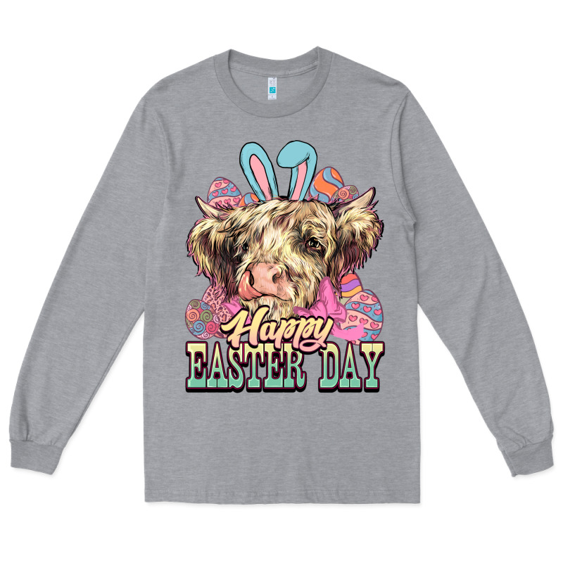 Happy Easter Day Cow Long Sleeve Tee by HowdyJamesFarm | Teevron