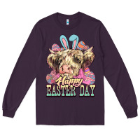 Plum Happy Easter Day cow Long Sleeve Tee - HowdyJamesFarm