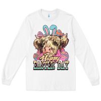 White Happy Easter Day cow Long Sleeve Tee - HowdyJamesFarm