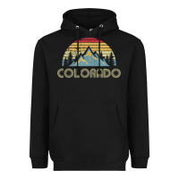 Black Colorado Retro Vintage Mountains Nature Hiking Heavyweight Hoodie - minhPixels