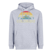 Heather Grey Colorado Retro Vintage Mountains Nature Hiking Heavyweight Hoodie - minhPixels