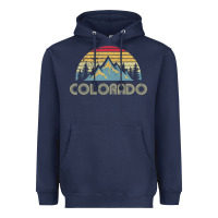 Navy Colorado Retro Vintage Mountains Nature Hiking Heavyweight Hoodie - minhPixels