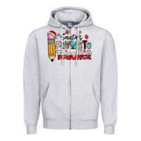Heather Grey Santa Favorite Teacher Zipper Hoodie - CowhideDigitalArt
