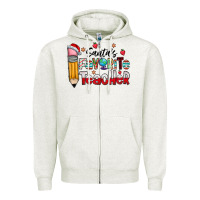 Oatmeal Heather Santa Favorite Teacher Zipper Hoodie - CowhideDigitalArt
