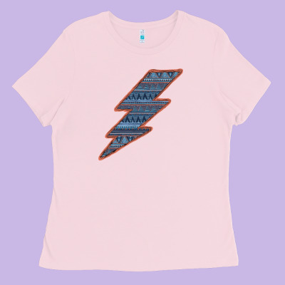 Western Orange Border Aztec Lightning Ladies Tee Designed By Bettercallsaul