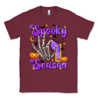 Burgundy Spooky Season On Classic Tee - texasbilliewilder