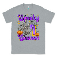Heather Grey Spooky Season On Classic Tee - texasbilliewilder