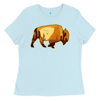 Baby Blue Desert Landscape Bison Silhouette Ladies Tee - Bettercallsaul