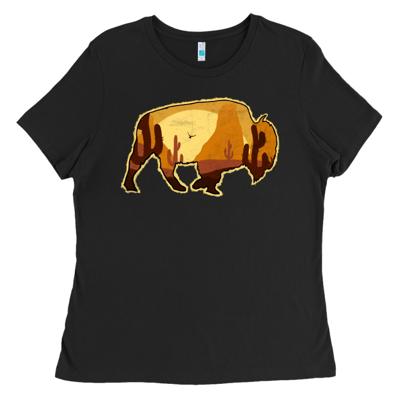 Desert Landscape Bison Silhouette Ladies Tee by Bettercallsaul | Teevron