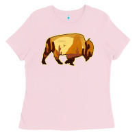 Bubblegum Pink Desert Landscape Bison Silhouette Ladies Tee - Bettercallsaul