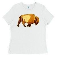 White Desert Landscape Bison Silhouette Ladies Tee - Bettercallsaul
