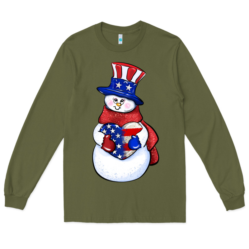 Patriotic Snowman 4th Of July Long Sleeve Tee by HowdyJamesFarm | Teevron