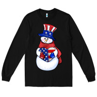 Black Patriotic snowman 4th of july Long Sleeve Tee - HowdyJamesFarm