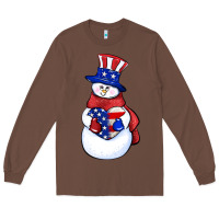 Chestnut Patriotic snowman 4th of july Long Sleeve Tee - HowdyJamesFarm