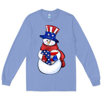 Colony Blue Patriotic snowman 4th of july Long Sleeve Tee - HowdyJamesFarm