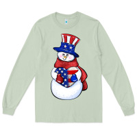 Matcha Patriotic snowman 4th of july Long Sleeve Tee - HowdyJamesFarm