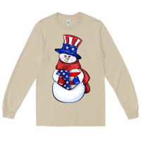 Mushroom Patriotic snowman 4th of july Long Sleeve Tee - HowdyJamesFarm
