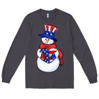 Smoke Patriotic snowman 4th of july Long Sleeve Tee - HowdyJamesFarm