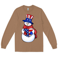 Toasted Coconut Patriotic snowman 4th of july Long Sleeve Tee - HowdyJamesFarm