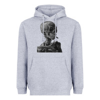 Heather Grey Vincent Van Gogh Skull of a SkeletonVintage Halloween Skull Heavyweight Hoodie - minhPixels