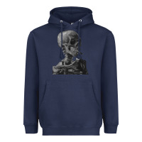 Navy Vincent Van Gogh Skull of a SkeletonVintage Halloween Skull Heavyweight Hoodie - minhPixels