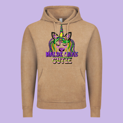 Mardi Gras Cutie Unicorn Vintage Hoodie Designed By Cowgirlartshop