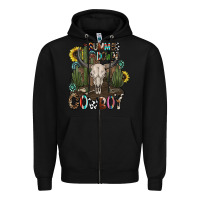 Black summer down cowboy Zipper Hoodie - CowhideDigitalArt
