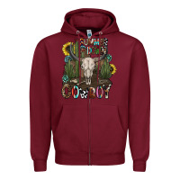Burgundy summer down cowboy Zipper Hoodie - CowhideDigitalArt