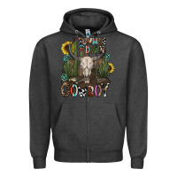 Charcoal Heather summer down cowboy Zipper Hoodie - CowhideDigitalArt