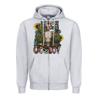 Heather Grey summer down cowboy Zipper Hoodie - CowhideDigitalArt