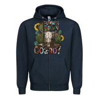 Navy summer down cowboy Zipper Hoodie - CowhideDigitalArt