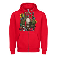 Red summer down cowboy Zipper Hoodie - CowhideDigitalArt