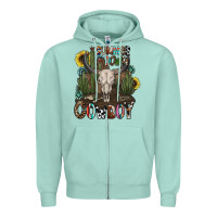 Seafoam summer down cowboy Zipper Hoodie - CowhideDigitalArt