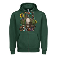 Sports Green summer down cowboy Zipper Hoodie - CowhideDigitalArt