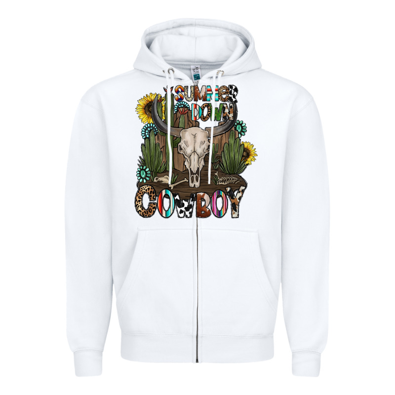 Summer Down Cowboy Zipper Hoodie by CowhideDigitalArt | Teevron
