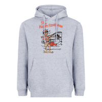 Heather Grey Vintage The Happy Fisherman 2022 Fishing Mens Kids Heavyweight Hoodie - minhPixels