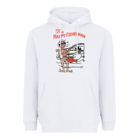 White Vintage The Happy Fisherman 2022 Fishing Mens Kids Heavyweight Hoodie - minhPixels