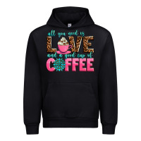 Black all you need is love and a good cup of coffee Urban Hoodie - AdoDesignShop